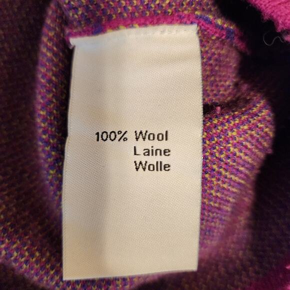 Neve Womens Lg 100% Wool 1/4 Zip Tight Knit Long Sleeve Ski Sweater Purple Green - Picture 5 of 6